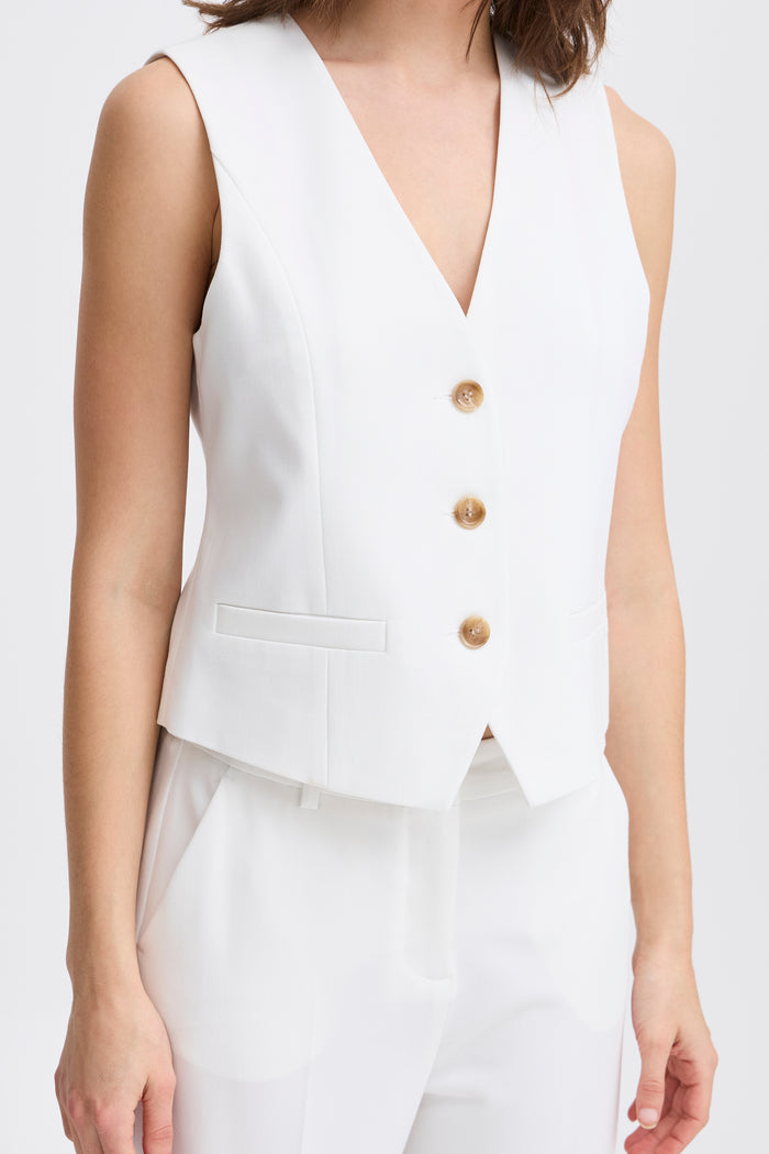 B.Young ByDeceri Marshmallow White Fitted Waistcoat, 20814726