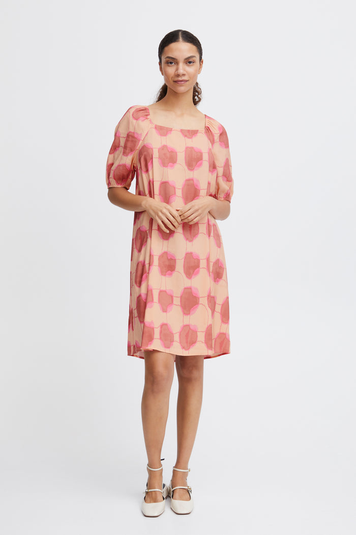 B.Young Hanva Pink Tie Dye Mix Printed Relaxed Fit Dress, 20814921