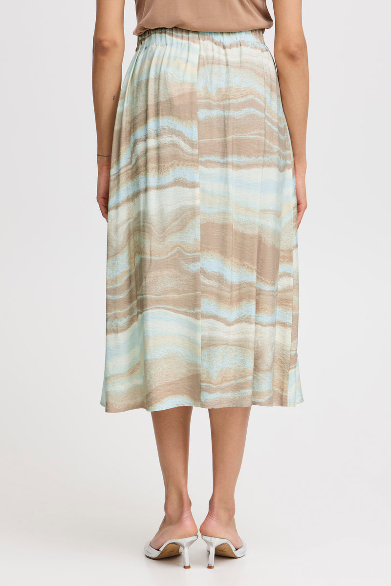 B.Young Byihamma Cement Marble Mix Printed A-Line Midi Skirt, 20814934