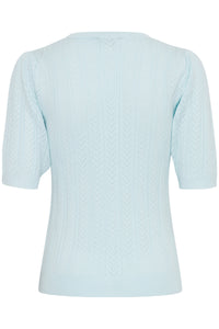 B.Young Byomanja Clearwater Blue Pointelle Knitted Fitted Jumper, 20814954