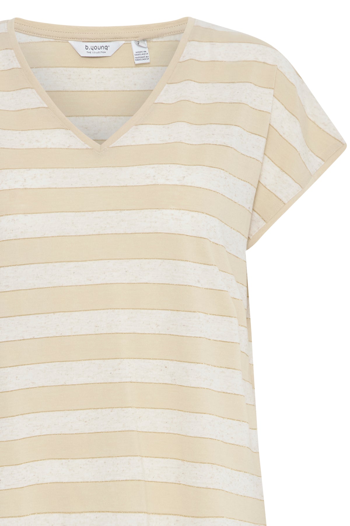 B.Young Bysanto Safari Stripe Mix V-Neck Relaxed Fit T-Shirt