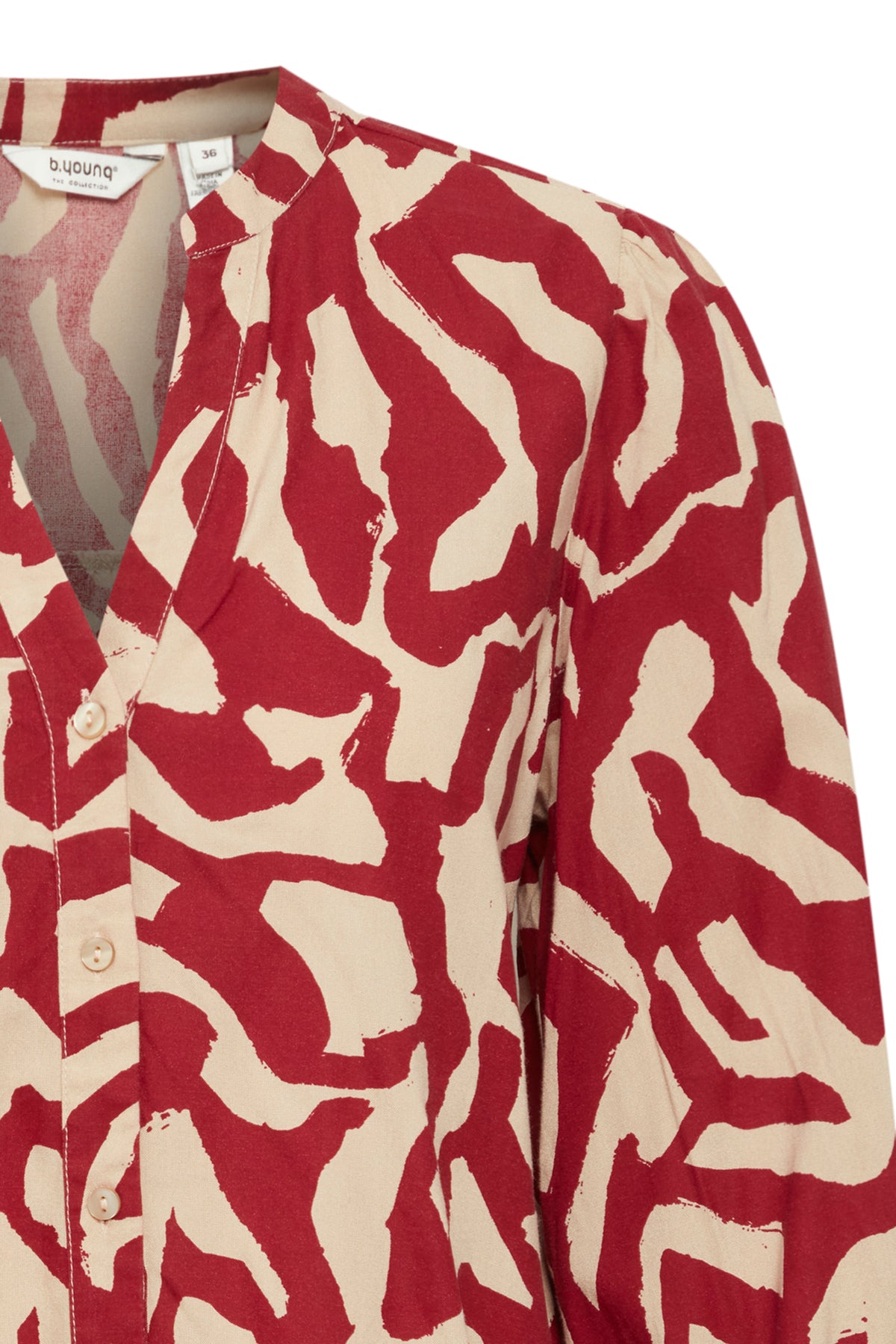 B.Young ByJosa V-Neck Pomegranate Abstract Printed Blouse, 20815244