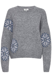 B.Young Byomea Grey Melange Daisy Oversized Knit, 20815289