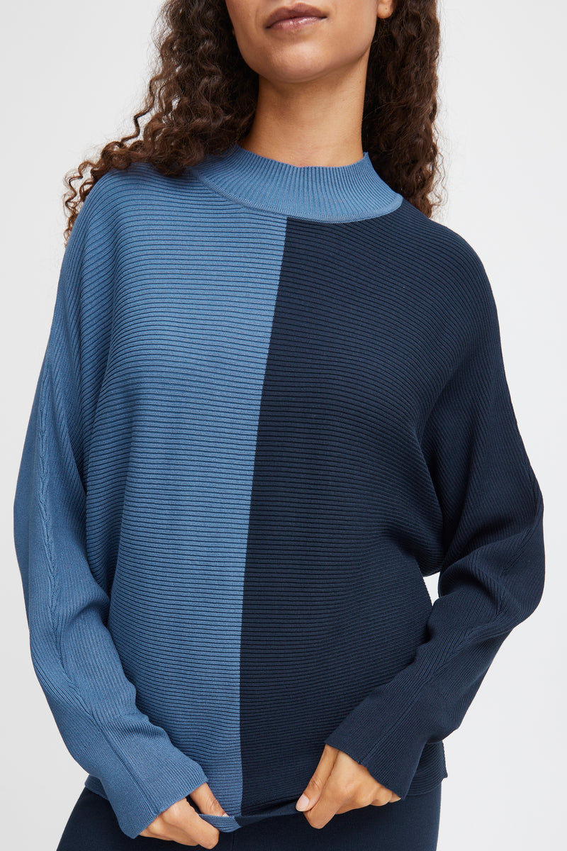 B.Young Bymmorla Horizon Blue Colourblock Knitted Batwing Jumper, 20815311