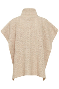 B.Young Baviksi Cement Melange Knitted Poncho, 20815443