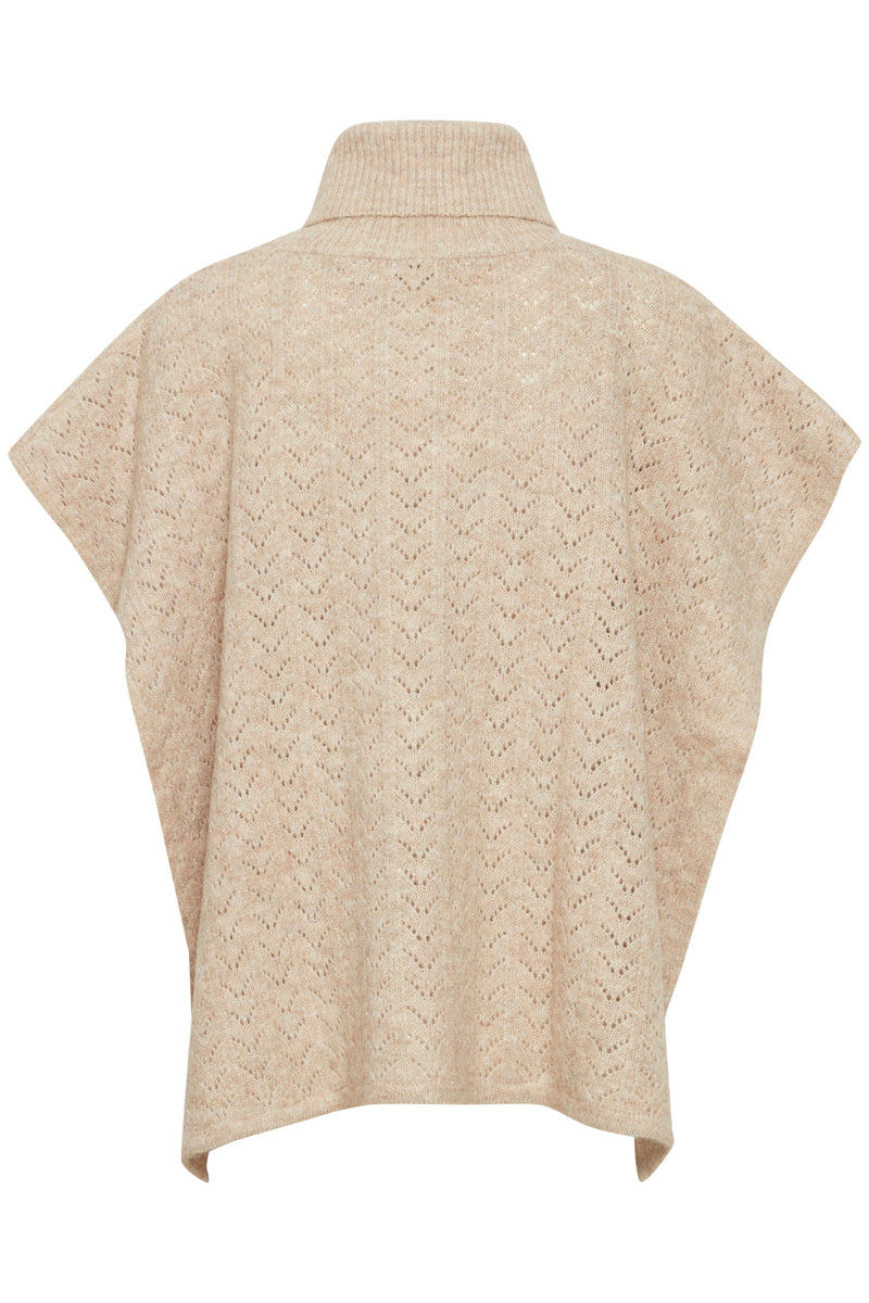 B.Young Baviksi Cement Melange Knitted Poncho, 20815443