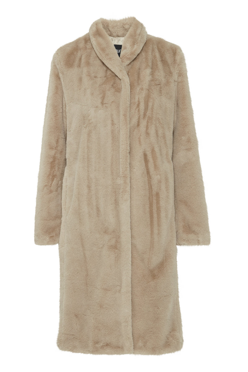 B.Young Bycalino String Beige Faux Fur Coat, 20815494