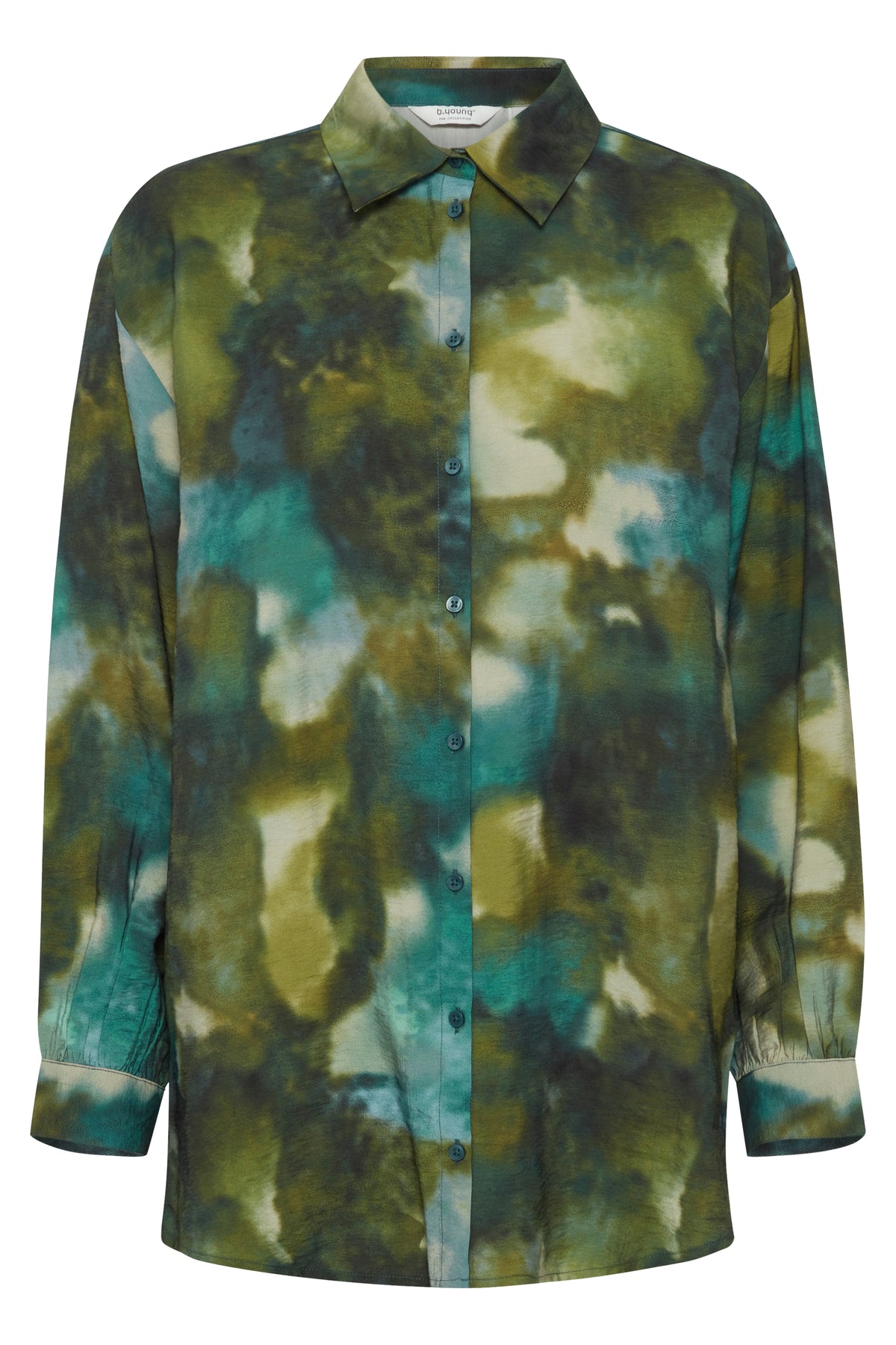 B.Young Byibine Birch Blur Mix Printed Longline Oversized Shirt, 20815569