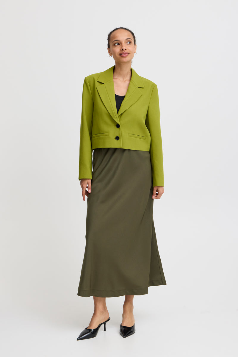 B.Young ByDolora Olive Night Satin Ankle Length Slip Skirt, 20815584