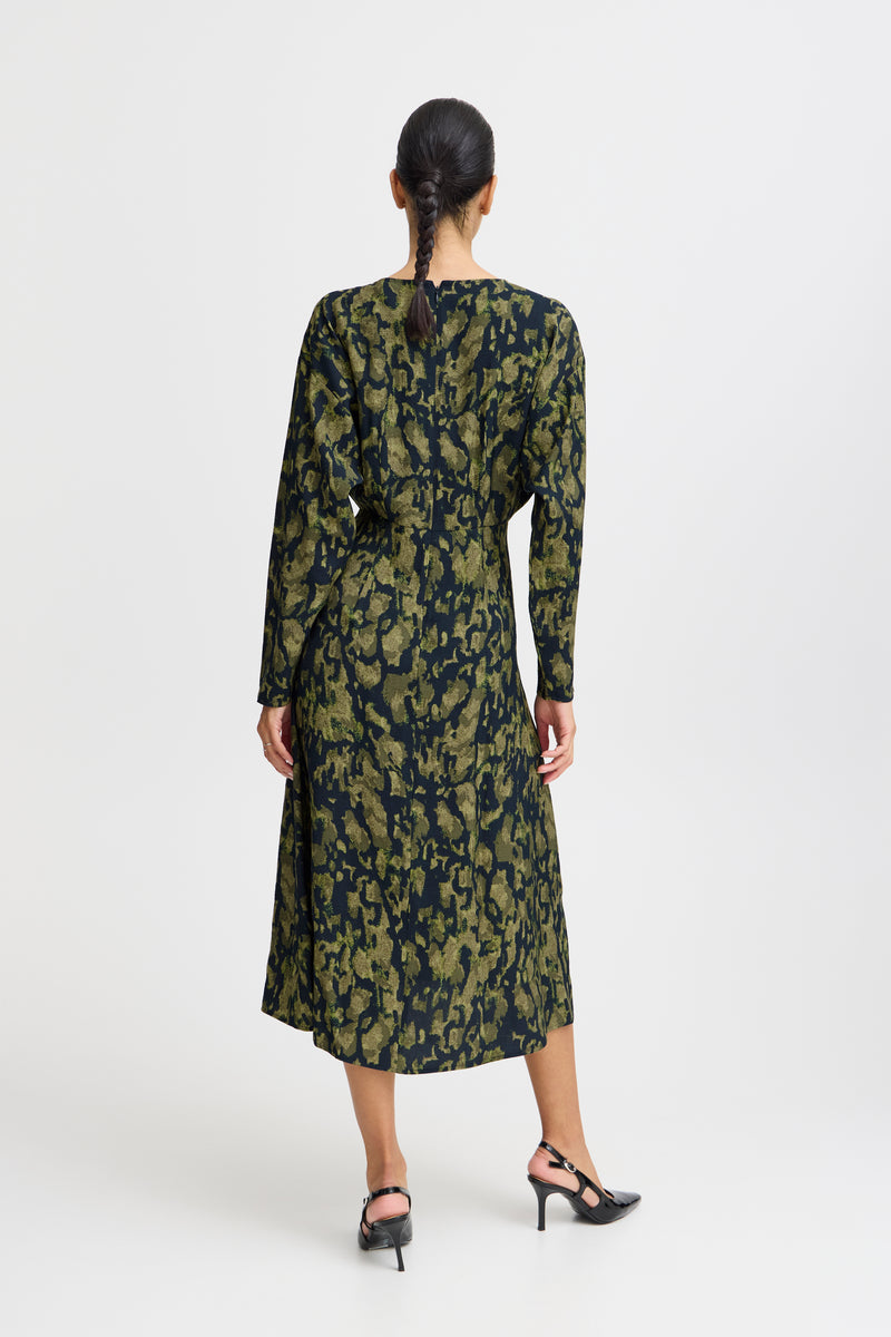 B.Young Byhanva Navy Blazer Abstract Printed Midi Dress, 20815596