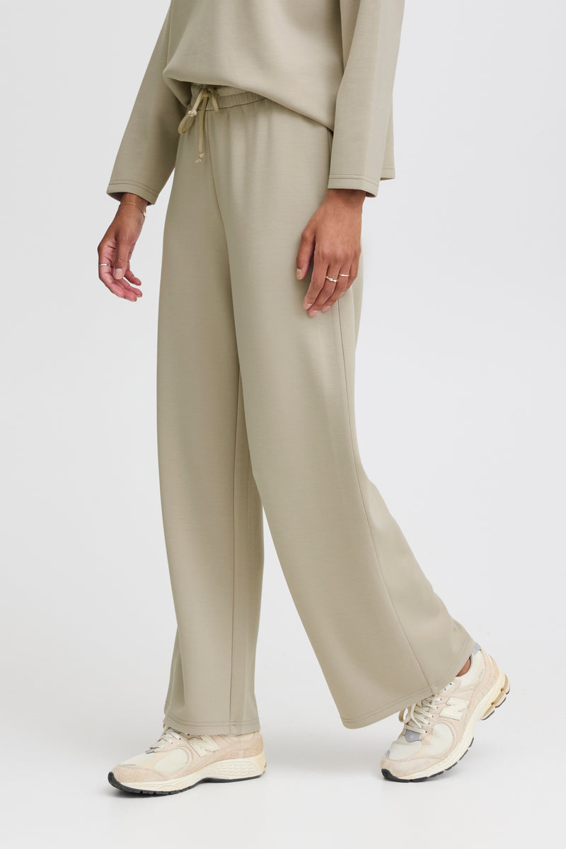 B.Young ByPusti String Beige Modal Highwaisted Wide Leg Joggers, 20815708