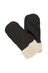 B.Young Bavamse Black Quilted Gloves with Faux Fur Trim