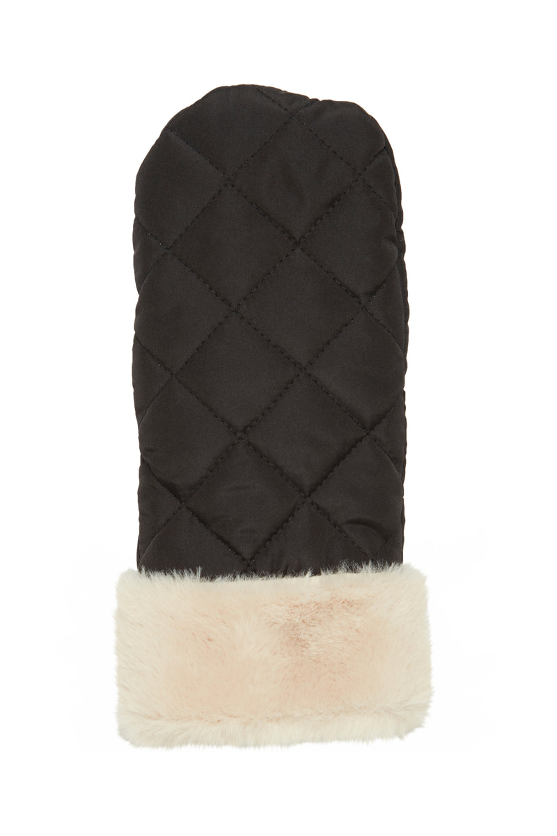 B.Young Bavamse Black Quilted Gloves with Faux Fur Trim