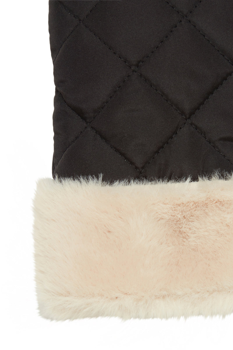 B.Young Bavamse Black Quilted Gloves with Faux Fur Trim