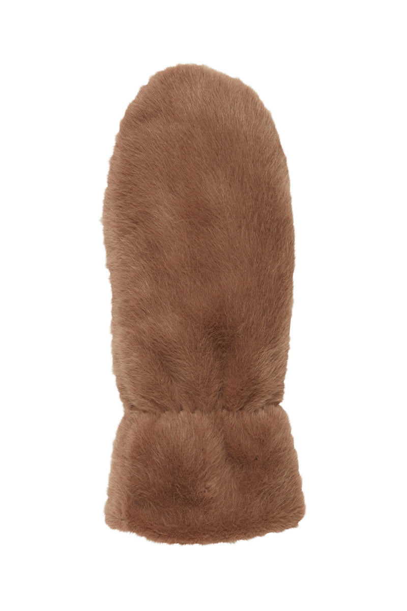 B.Young Bawolfie Sepia Brown Faux Fur Gloves