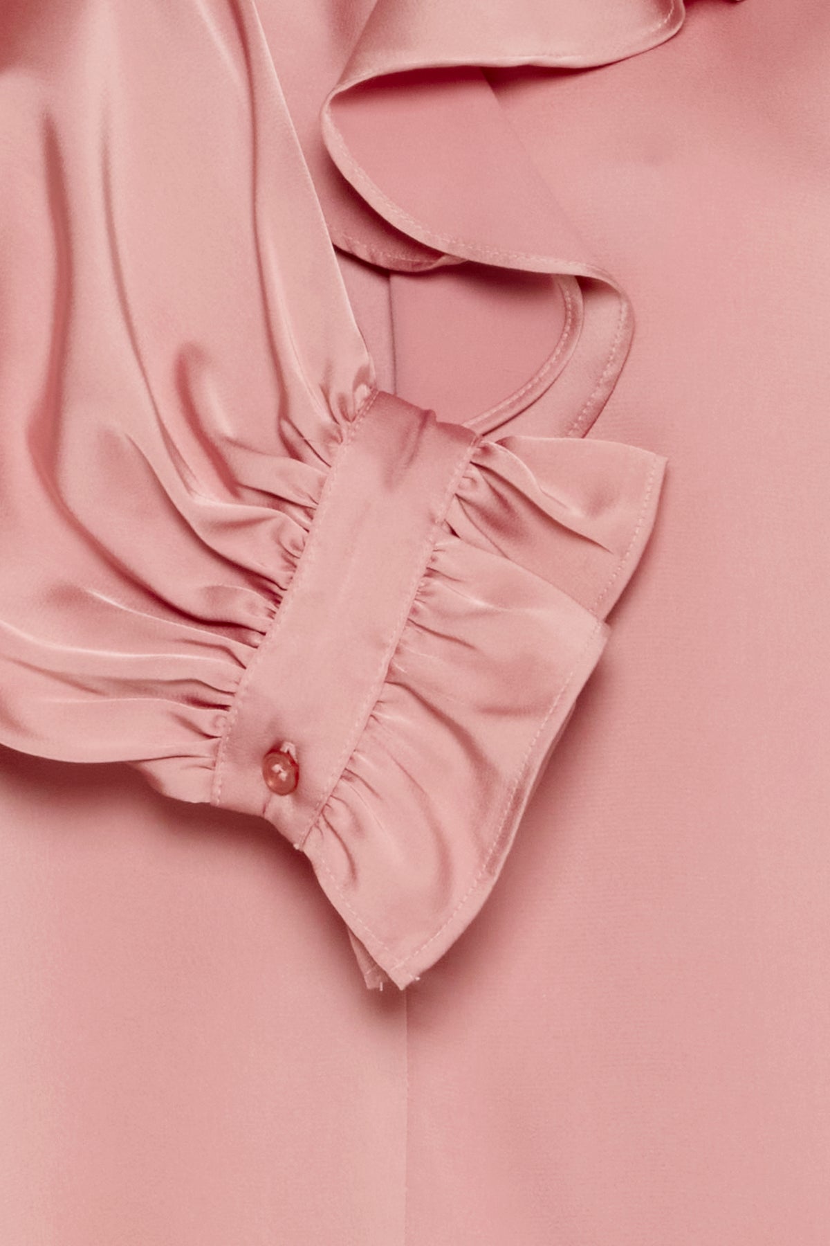 B.Young ByFlair Zephyr Pink V-Neck Satin Frill Blouse, 20815848