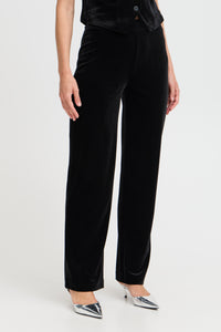 B.Young ByPerlina Black Velvet Highwaisted Wide Leg Trousers, 20815933