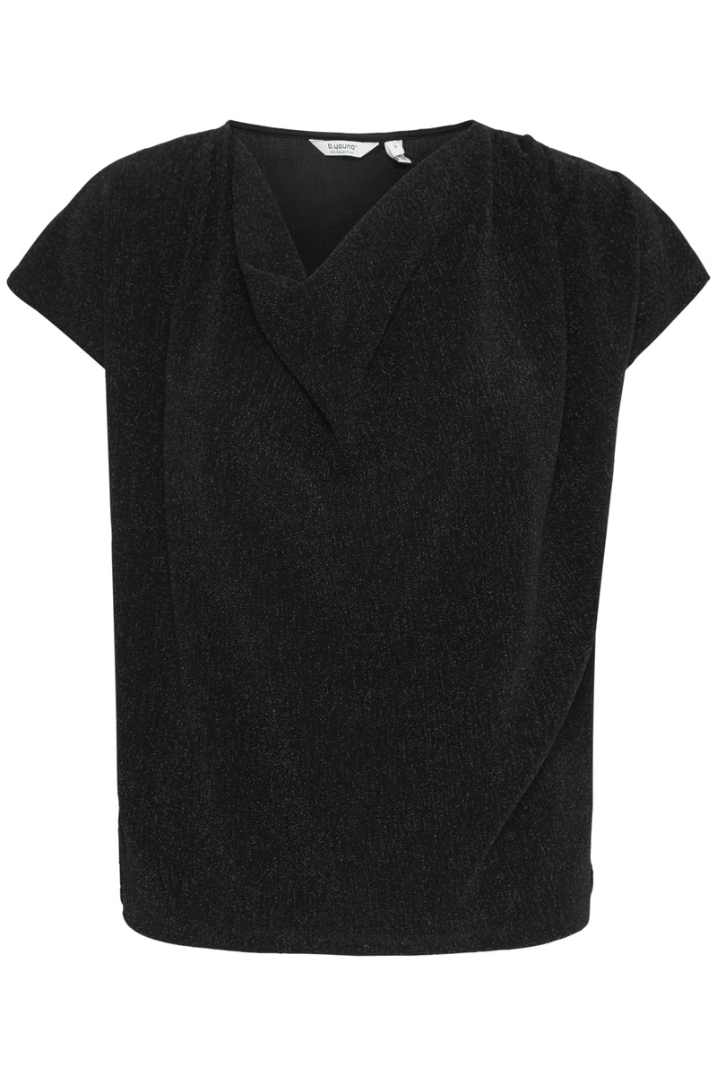 B.Young ByShiloh Black Lurex Sparkle Cowl Neck Top, 20815954