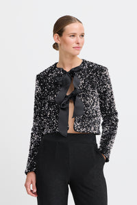 B.Young ByPaillet Silver Sequin Bow Jacket, 20815986