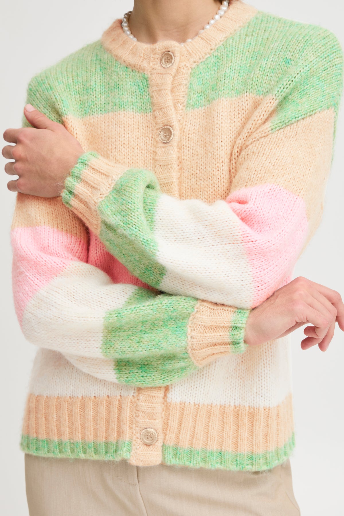 B.Young Byonero Rose Stripe Supersoft Cardigan