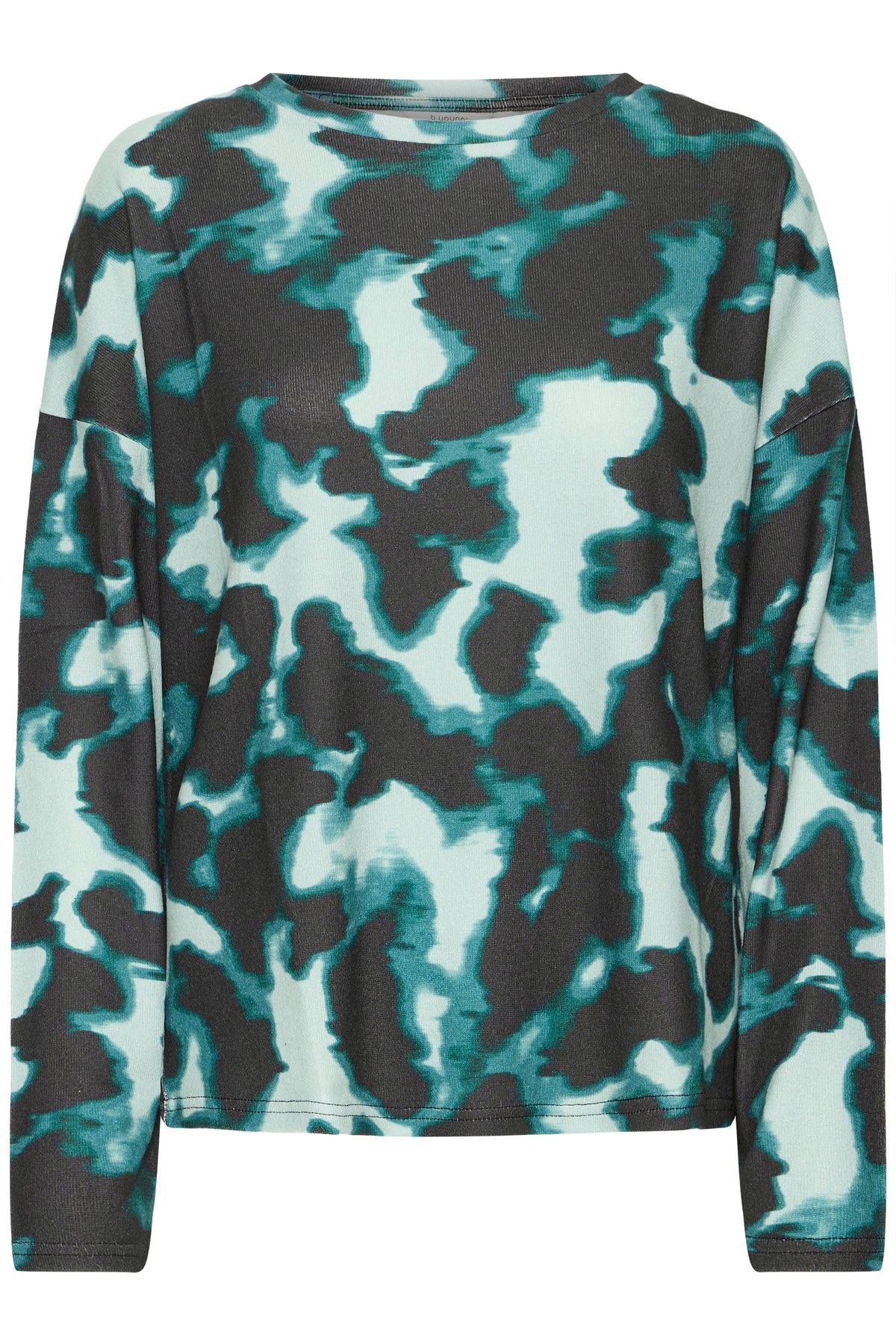 B.Young ByPieta Blurry Green Abstract Printed Knitted Pullover