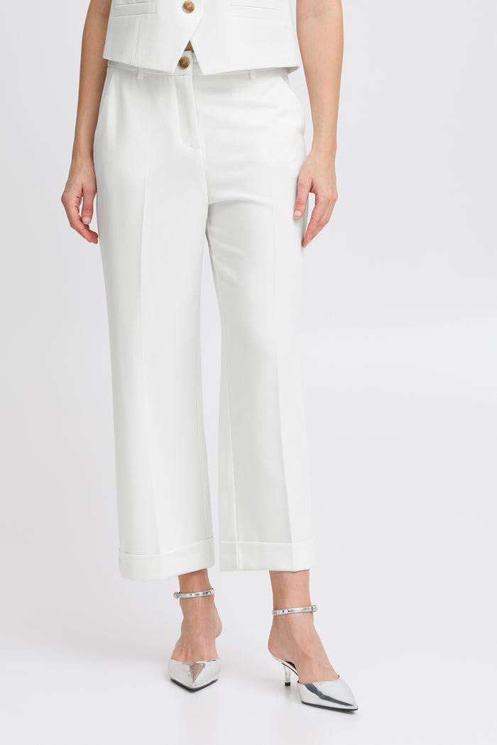 B.Young ByDeceri Marshmallow White Cuff Trousers, 20816464