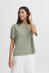 B.Young Bysif Sea Spray Khaki Roundneck Knitted T-Shirt