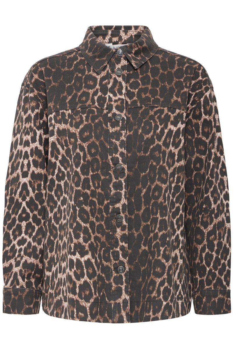 B.Young ByKenna Leopard Print Oversized Shirt Jacket, 20817017
