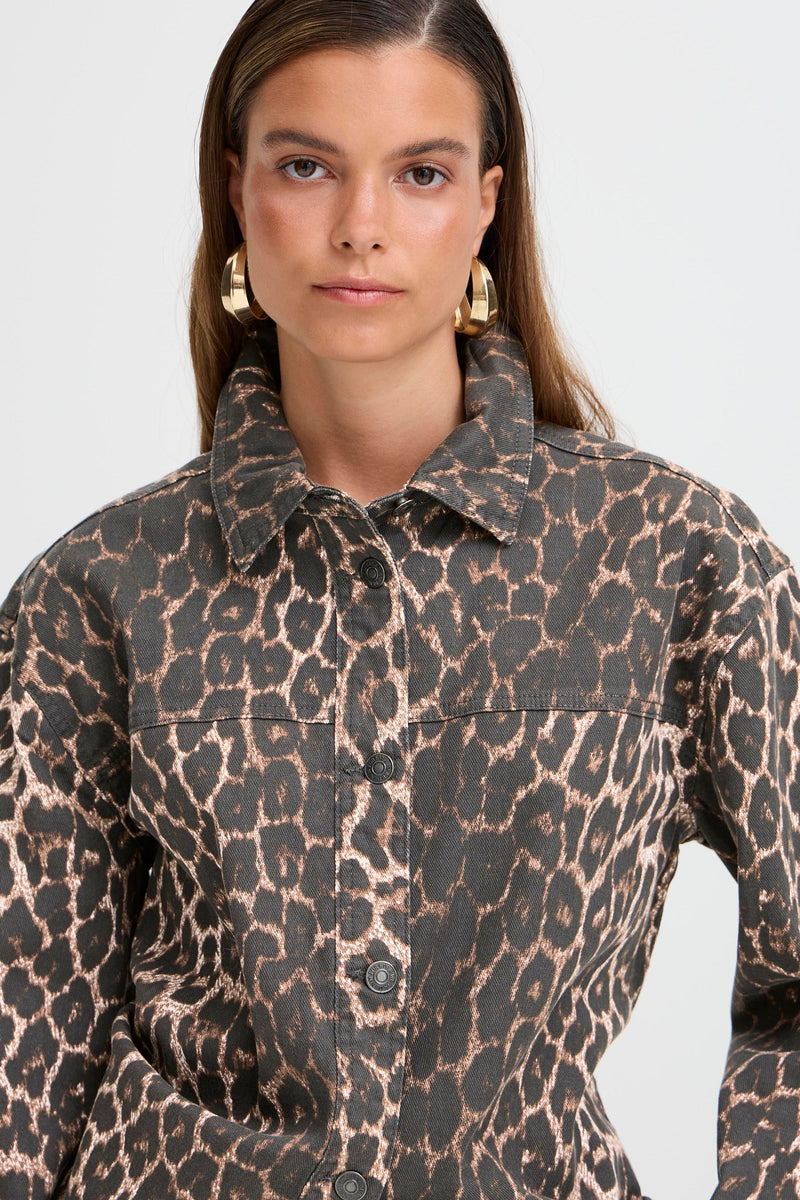 B.Young ByKenna Leopard Print Oversized Shirt Jacket, 20817017