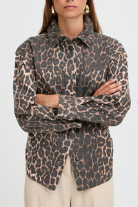 B.Young ByKenna Leopard Print Oversized Shirt Jacket, 20817017