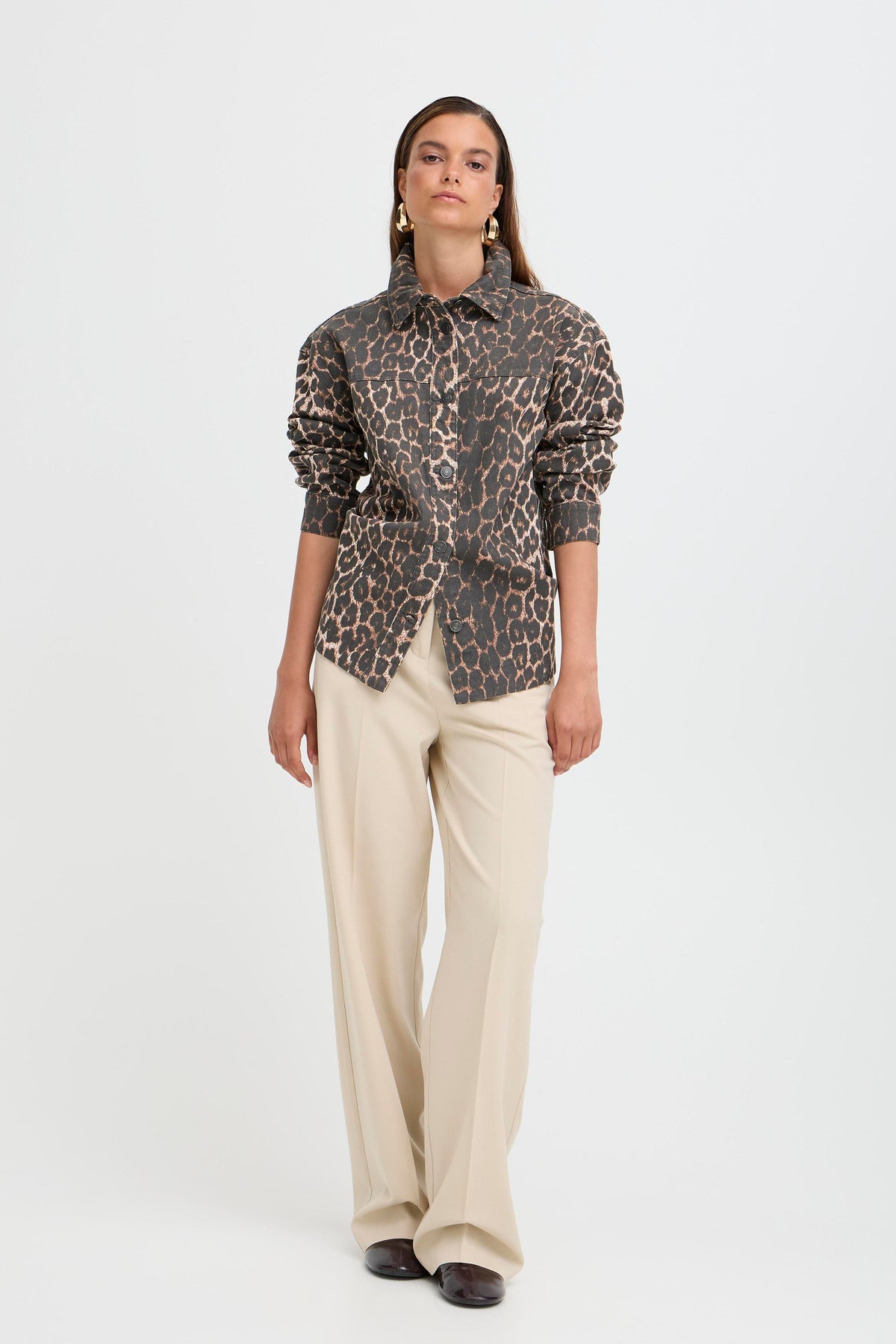 B.Young ByKenna Leopard Print Oversized Shirt Jacket, 20817017