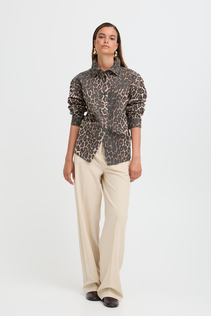 B.Young ByKenna Leopard Print Oversized Shirt Jacket, 20817017