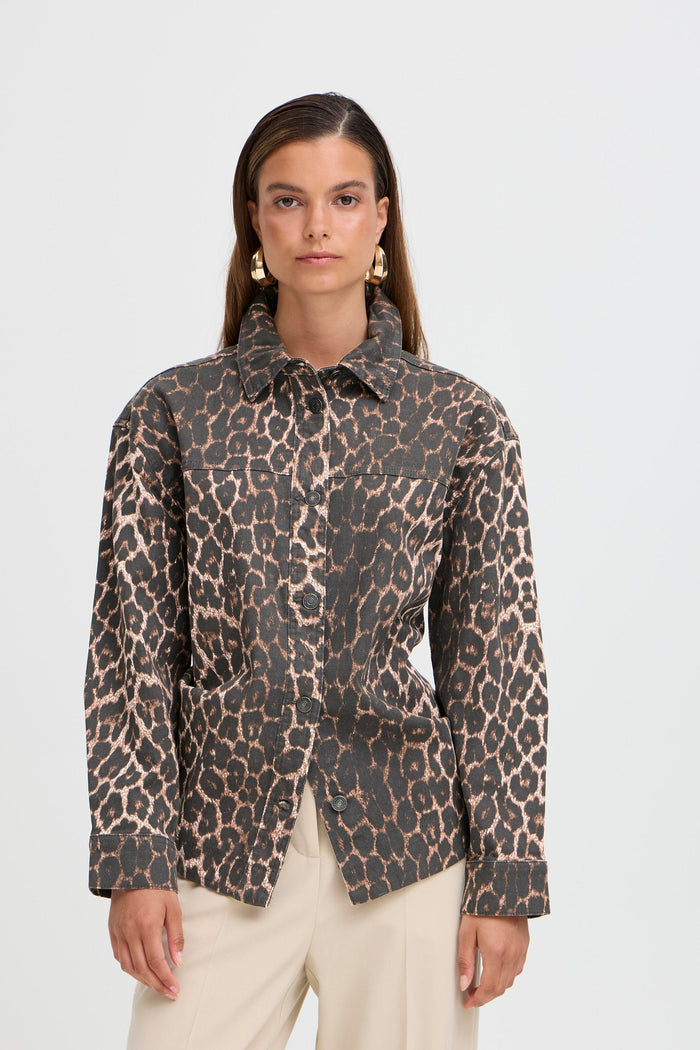 B.Young ByKenna Leopard Print Oversized Shirt Jacket, 20817017