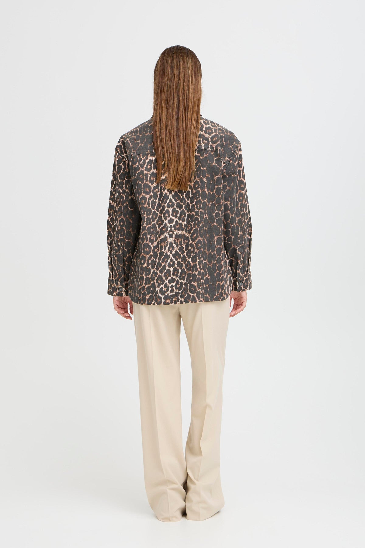 B.Young ByKenna Leopard Print Oversized Shirt Jacket, 20817017