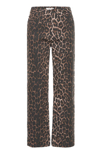 B.Young ByKenna Highwaisted Leopard Straight Leg Ankle Length Jeans, 20817019