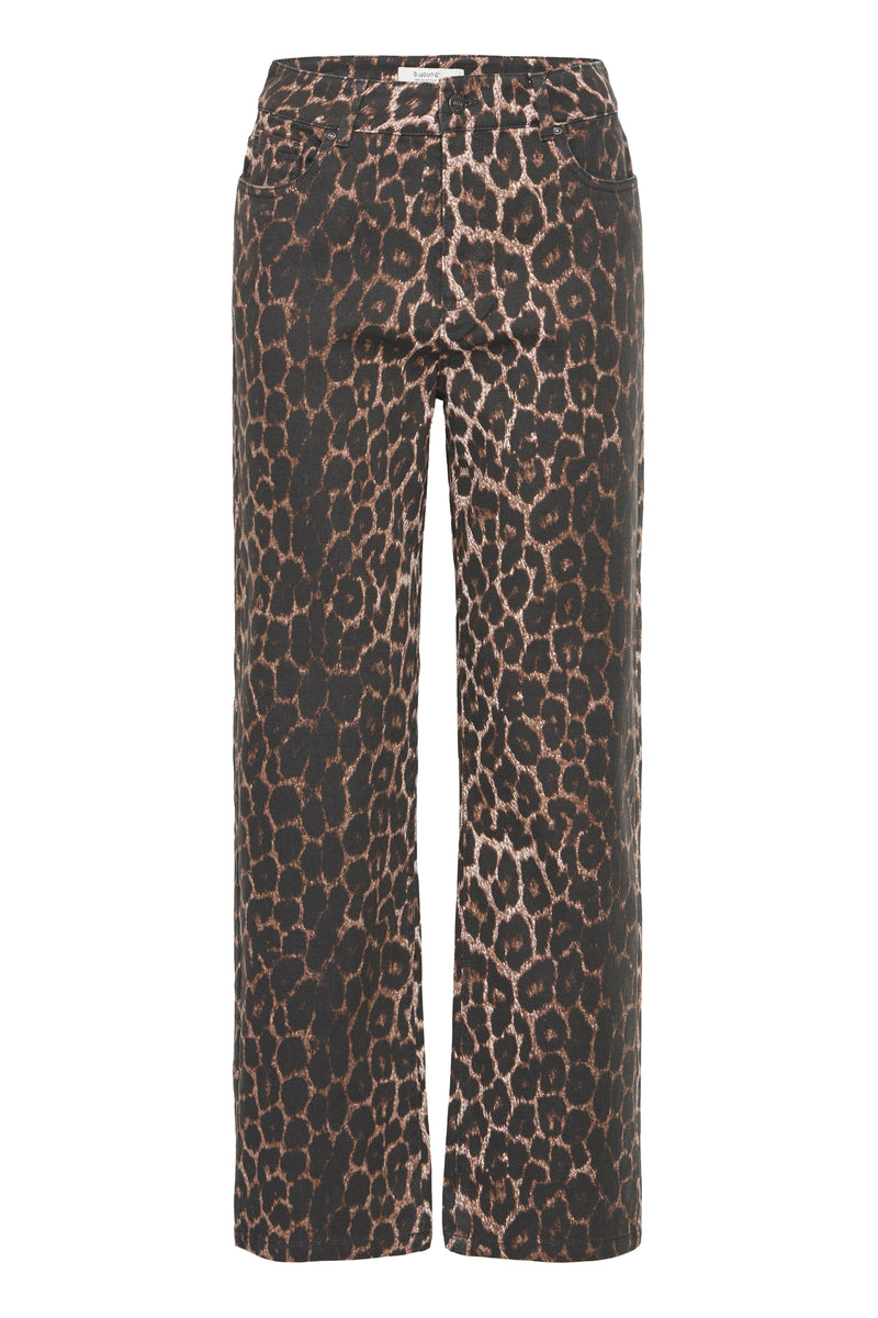 B.Young ByKenna Highwaisted Leopard Straight Leg Ankle Length Jeans, 20817019