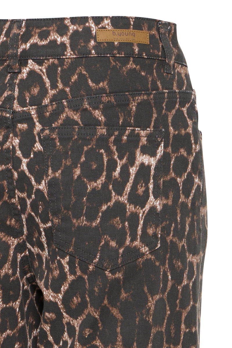 B.Young ByKenna Highwaisted Leopard Straight Leg Ankle Length Jeans, 20817019