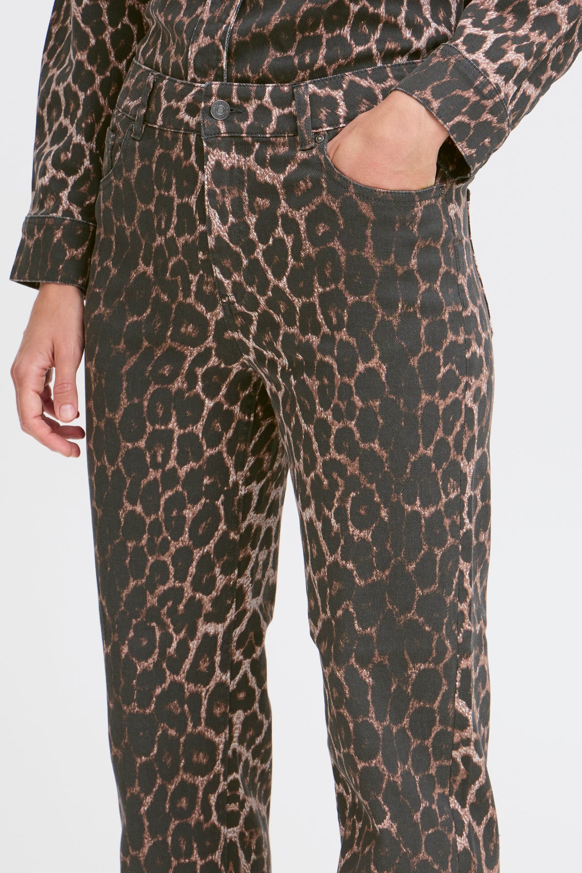 B.Young ByKenna Highwaisted Leopard Straight Leg Ankle Length Jeans, 20817019