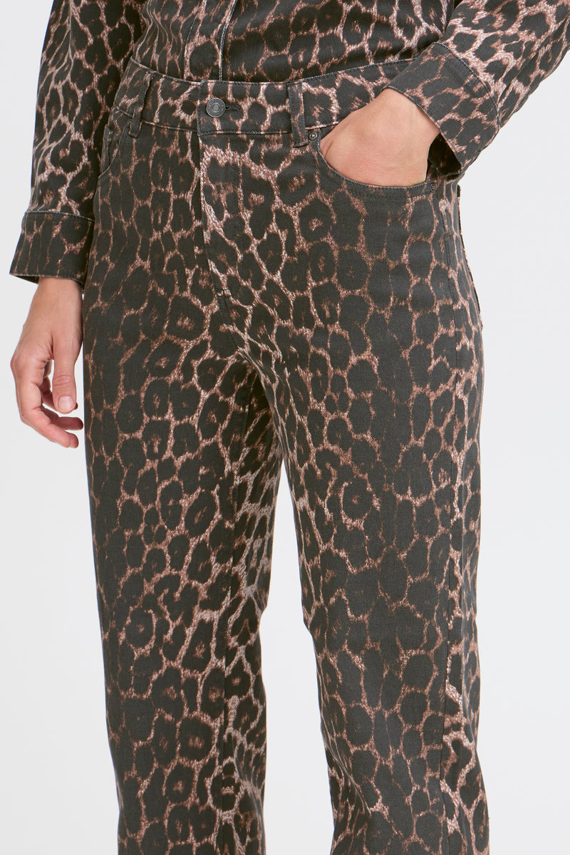 B.Young ByKenna Highwaisted Leopard Straight Leg Ankle Length Jeans, 20817019