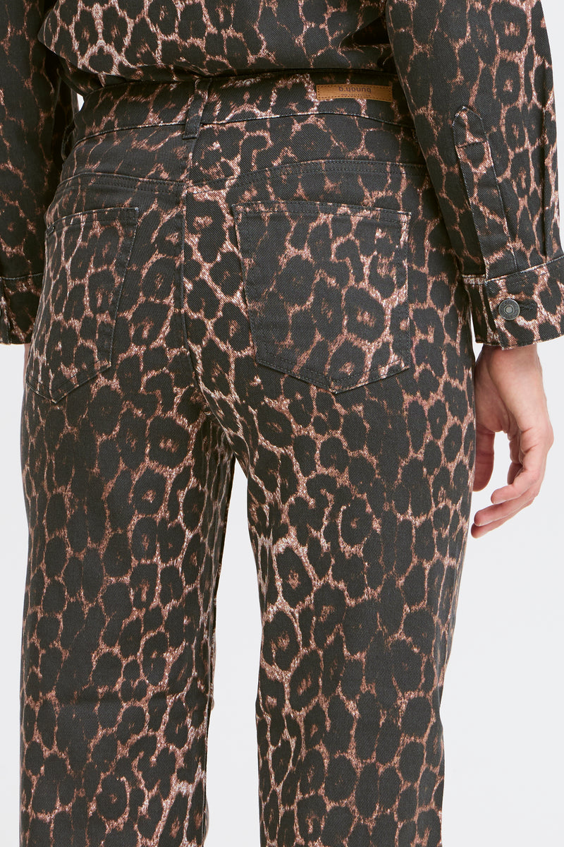 B.Young ByKenna Highwaisted Leopard Straight Leg Ankle Length Jeans, 20817019