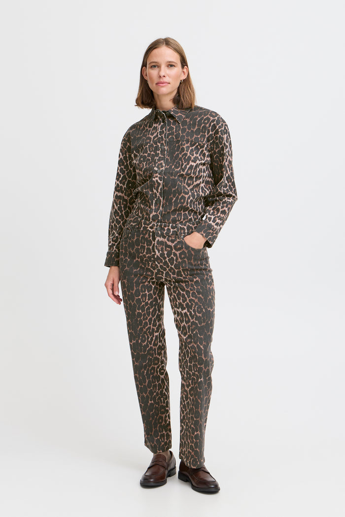 B.Young ByKenna Highwaisted Leopard Straight Leg Ankle Length Jeans, 20817019