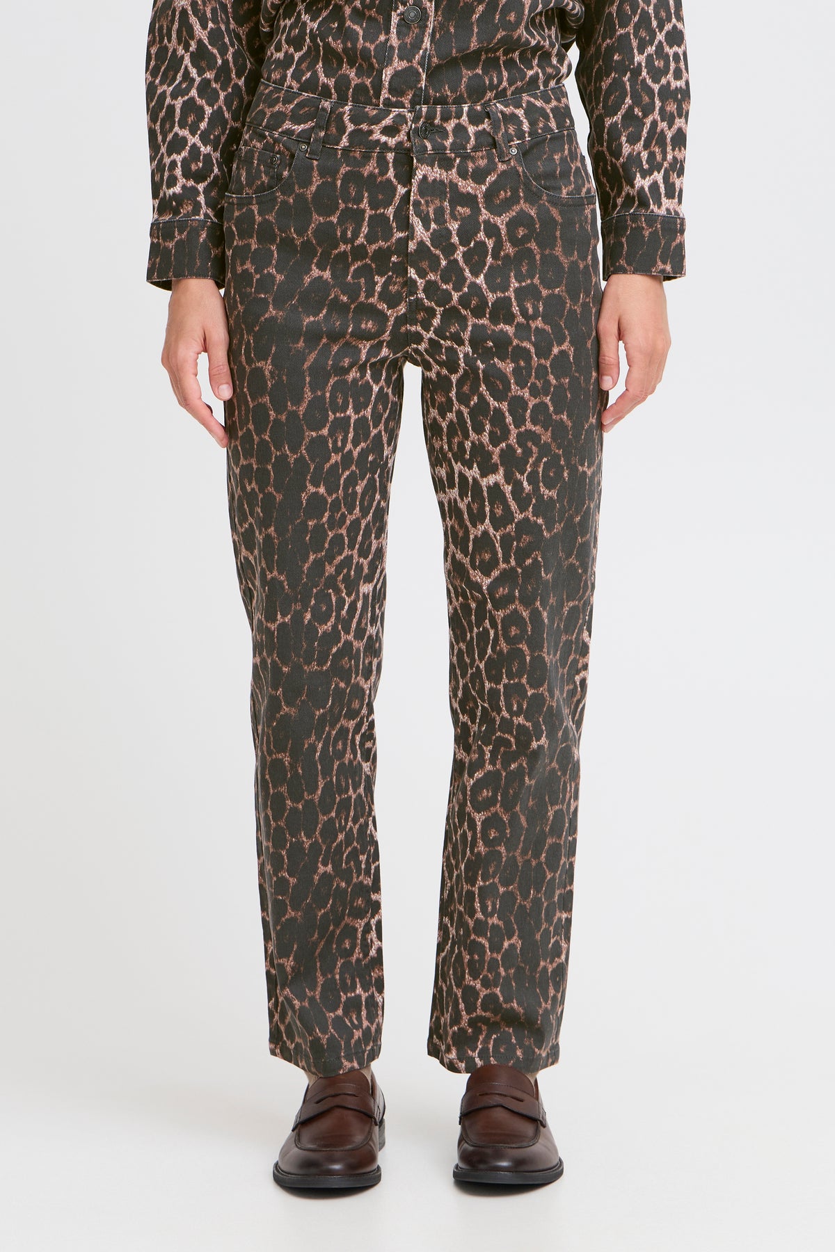 B.Young ByKenna Highwaisted Leopard Straight Leg Ankle Length Jeans, 20817019