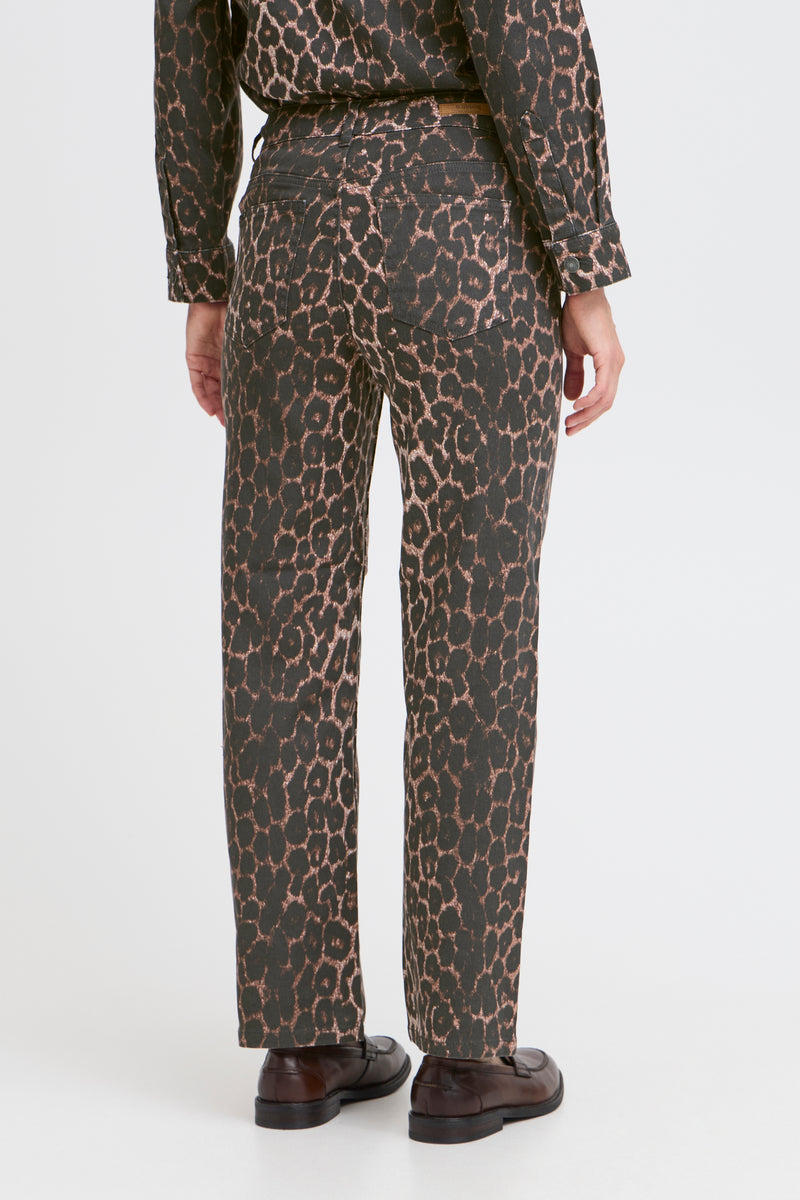 B.Young ByKenna Highwaisted Leopard Straight Leg Ankle Length Jeans, 20817019
