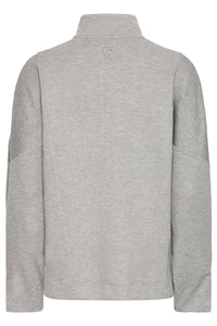 B.Young ByPusti Mid Grey Melange Modal Oversized Half Zip Sweatshirt