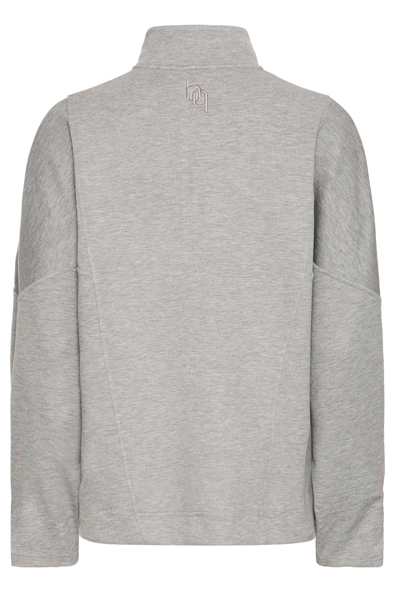 B.Young ByPusti Mid Grey Melange Modal Oversized Half Zip Sweatshirt