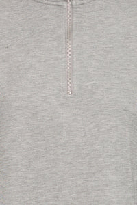B.Young ByPusti Mid Grey Melange Modal Oversized Half Zip Sweatshirt