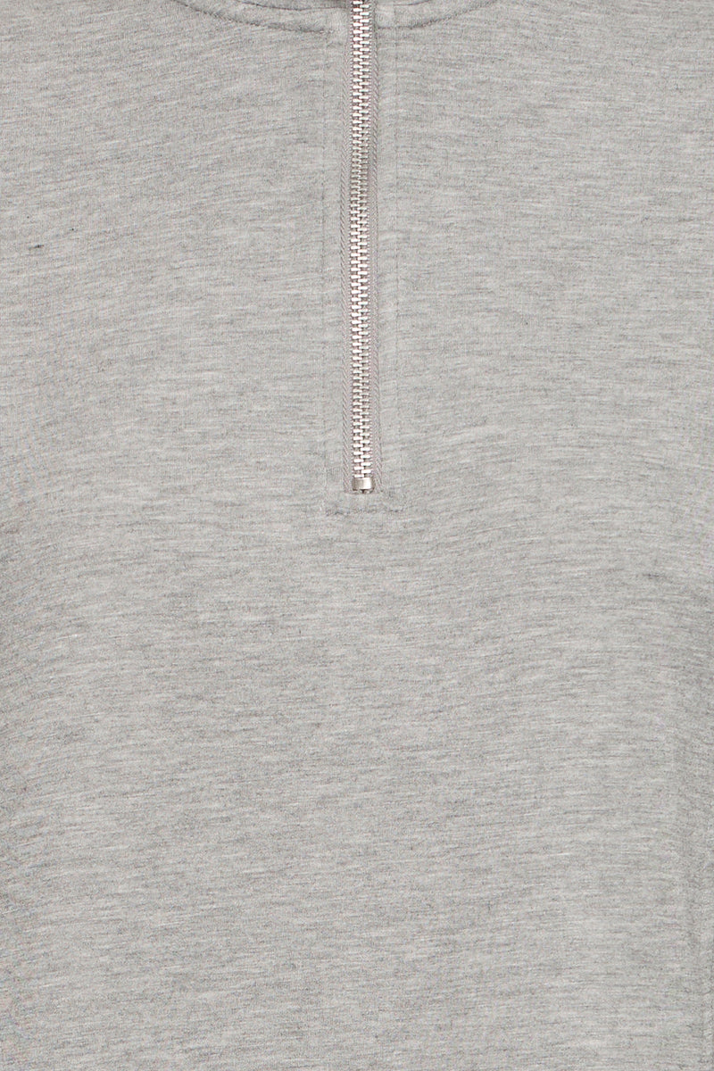 B.Young ByPusti Mid Grey Melange Modal Oversized Half Zip Sweatshirt