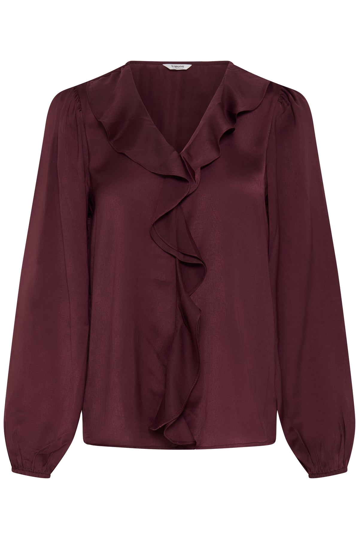 B.Young ByIgomi Port Royale Satin V-Neck Ruffle Blouse, 20818095