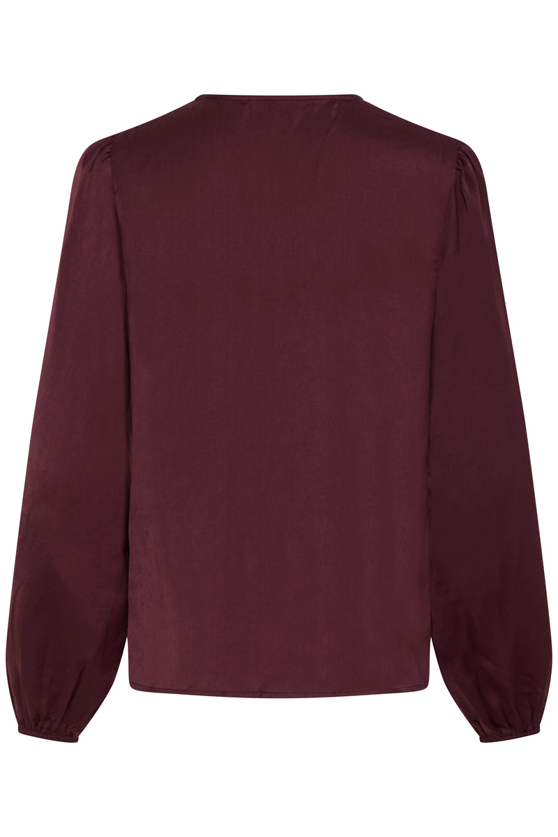 B.Young ByIgomi Port Royale Satin V-Neck Ruffle Blouse, 20818095