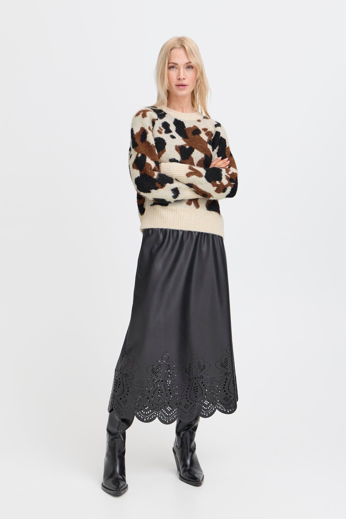 B.Young ByOmea Birch Cow Print Supersoft Knit